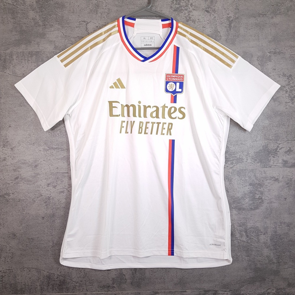 ADIDAS Olympique Lyon Emirates‎ Aeroready Authentic Soccer Jersey Mens XL White